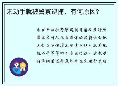 未动手就被警察逮捕，有何原因？